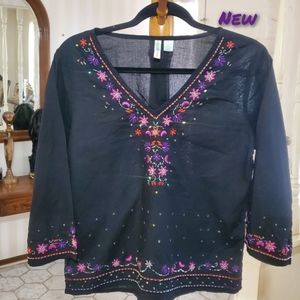 Billy Blass Embroidered Top/Tunic
